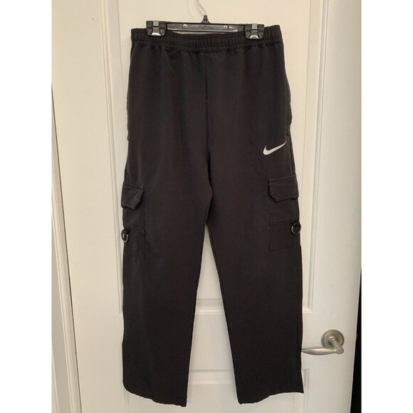 Nike NBA Cargo Utility Pant Men Medium Black Drawstring D-ring Swoosh Just Do It - Picture 1 of 8